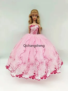 1/6 Кукольная одежда, Розовое кружевное вечернее платье с цветочным рисунком для Барби, наряды для аксессуаров для Барби, танцевальный костюм, праздничное платье, игрушка 11.5 