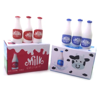 1 комплект 1: 12 Кукольный домик Миниатюрная коробка для молока и йогурта Модель DIY Детские игрушки для ролевых игр Аксессуары для напитков и еды для декора кукольного дома