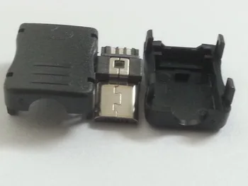 10 комплектов Micro USB 2.0 B тип мужской 5-контактный штекер тип паяного кабеля В сборе Разъем адаптера пластиковая оболочка DIY
