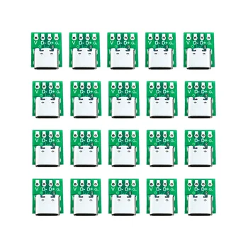 10 Шт Разъем-Розетка USB Type C Breakout Board с Печатной Платой Преобразователя для Передачи Данных по Проводному Кабелю