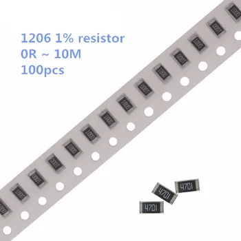 100шт 1206 SMD резистор 0R ~ 10 М 1/2 Вт 0 1 10 100 150 220 330 Ом 1K 2.2K 10K 100K 0R 1R 10R 100R 150R 220R 330R