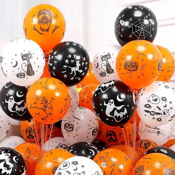 12-дюймовые Большие воздушные шары на Хэллоуин, Черно-оранжевая Тыква, Призрак Паука, Латексный воздушный шар, украшение вечеринки на Хэллоуин, надувные шары