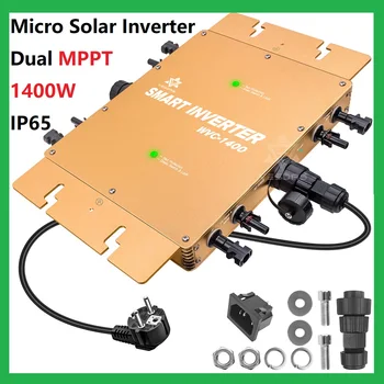 1400 Вт Микро-инвертор для подключения Солнечной сети IP65 с двойным MPPT От 22-50 В постоянного тока до 110 В или 220 В переменного тока, подключенная солнечная панель 4 * 350 Вт, поставляется из ЕС