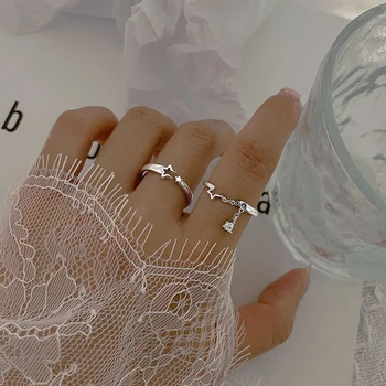 2 предмета, кольцо с метеоритом, Полые пары, подходящие кольца для женщин, мужчин, простое открытое кольцо, регулируемый размер, кольцо на палец, мода
