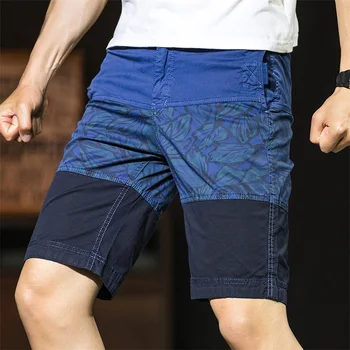 2023 Новые мужские летние шорты в стиле пэчворк с модным принтом, корейская версия, Универсальные Свободные повседневные шорты Оверсайз с высокой талией