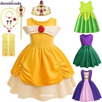 2023 Платье принцессы Тинкер Белл Рапунцель Русалка Для маленьких девочек Косплей Костюм на Хэллоуин Одежда для вечеринки по случаю Дня рождения Детские наряды Красавицы
