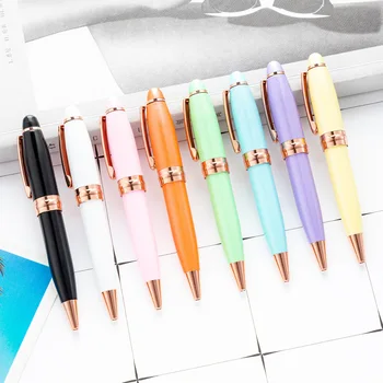 20шт Портативная шариковая ручка карамельного цвета, короткая мини-ручка, карманная шариковая ручка для путешествий на открытом воздухе, Металлическая ручка