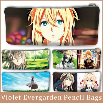 21 см X 9 см, фиолетовые пеналы Evergarden, сумки для студентов большой емкости с персонажами аниме, Модные новинки, канцелярские школьные принадлежности