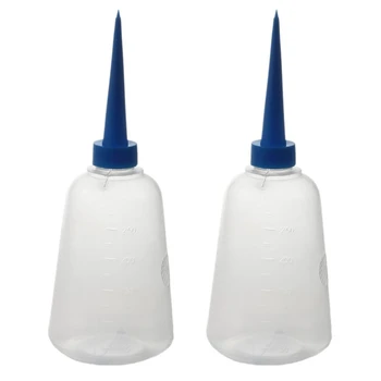 2X 250 мл Прозрачной Бело-Синей Пластиковой Бутылки-Аппликатора Для Жидкого Клея