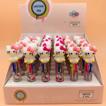 36шт Sanrio Kawaii 4 цвета Hello Kitty Быстросохнущая Шариковая Ручка Многоцветная Ручка Цветная Ручка Для Ручного Счета Школьные Принадлежности Канцелярские Принадлежности