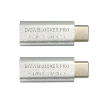 4 шт. блокиратор данных USB Type-C, адаптер USB-C Juice Jack Defender, поддержка быстрой зарядки (50 В/5 А), предотвращает кражу данных (серебристый)