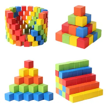 50-100 шт. / компл. Деревянные строительные блоки, красочные кубики, строительные игрушки 