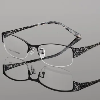 51-17-137 Женские очки в металлической оправе наполовину Сверхлегкая женская элегантная оправа для очков по индивидуальному рецепту
