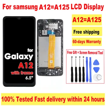 6,5-дюймовый ЖК-дисплей с рамкой для Samsung Galaxy A12 A125 Сенсорный ЖК-экран с цифровым преобразователем в сборе для Samsung A125 Замена экрана