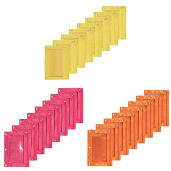 8 шт., сумка для файлов большой емкости с тремя отверстиями, Прочная сумка для папок с прозрачным окошком Оранжевого цвета