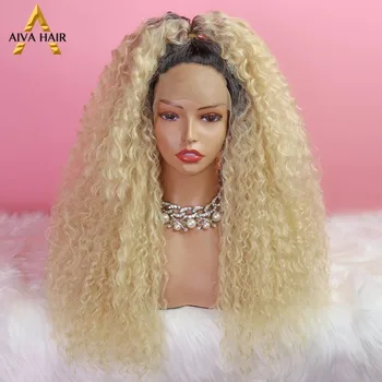 AIVA Blonde Афро Синтетический парик на кружеве 613, Омбре, Кудрявый парик, Термостойкие синтетические парики для косплея для женщин-трансвеститов