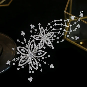 ASNORA Высококачественная циркониевая диадема для новобрачных, свадебный зажим, цветок, женская свадебная повязка на голову, аксессуары для волос, свадебная диадема