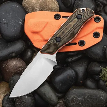 BM 15017 Охотничий Нож Hidden Canyon Hunter С Фиксированным Лезвием 8Cr13MoV Drop Point, Рукоятка Richlite / Orange G10, Подарочные Кожаные Ножны для Кемпинга