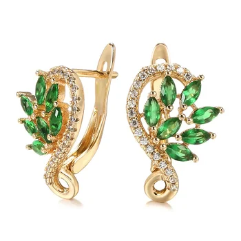 CAOSHI Fashion Ярко-зеленые циркониевые серьги-кольца Изящные украшения золотого цвета для женщин, шикарные аксессуары для свадьбы