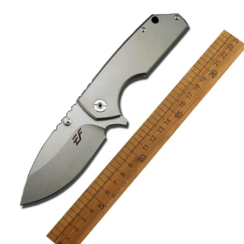 EF906 Складной нож 14C28N Сталь Ручка из титанового сплава Для кемпинга на открытом воздухе, охоты, самообороны, выживания, EDC Инструмент