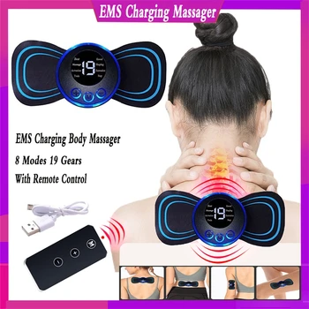 EMS-массажер с дистанционным управлением, USB-аккумуляторный пластырь для массажа шеи, Электрический Массажер для тела, Релаксация шейного отдела позвоночника, спины, плеч