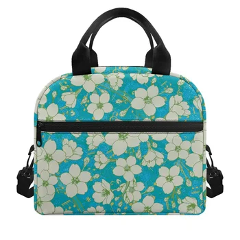 FORUDESIGNS/ Детская сумка для ланча с цветочным принтом вишни, новые модные утепленные сумки для ланча, женские походные сумки для ланча