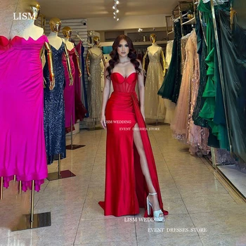 LISM Сексуальное вечернее платье с красным пятном в виде сердечка, платья для выпускного вечера с разрезом сбоку, платья длиной до пола, праздничные платья для официальных мероприятий