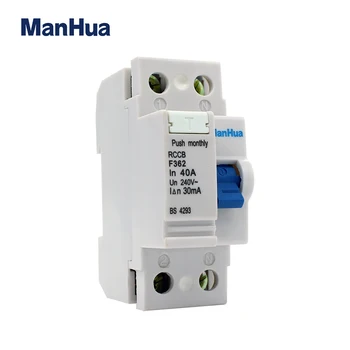 ManHua F362 10A 16A 25A 40A Электронный Автоматический выключатель RCCB 240VAC 30mA 2P с защитой от утечки тока
