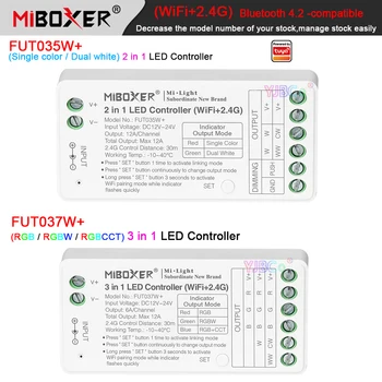 Miboxer Tuya 2,4 G WiFi затемнение/CCT/RGB/RGBW/RGBCCT Светодиодный контроллер, совместимый с Bluetooth 4,2 2/3 в 1 Диммер 12 В 24 В Макс 12A