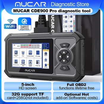 MUCAR CDE900 Pro Автомобильный Диагностический Инструмент Тормозная Подушка Безопасности Трансмиссия Диагностика Системы Двигателя obd2 Сканер 32 ГБ для Авто