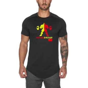 Muscle Guys Тренажерный зал, бодибилдинг, Мужские футболки с короткими рукавами для бега, Летние сетчатые дышащие быстросохнущие рубашки для тренировок Slim Fit