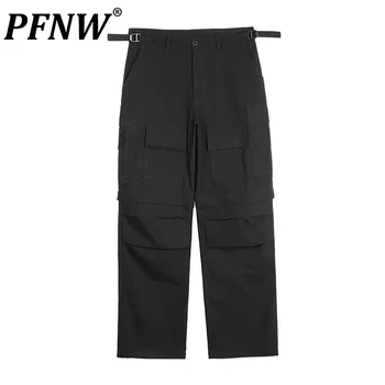 PFNW Американские винтажные Повседневные брюки-карго с тактическими складками и карманами Мужские Шикарные съемные уличные темные брюки 12Z7226