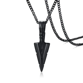 PSJ Fashion Personality, черный дизайн наконечника копья в стиле хип-хоп, мужское ожерелье с подвеской из титана и нержавеющей стали для мужчин
