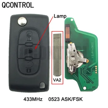 QCONTROL Флип Дистанционный Ключ 3BT для PEUGEOT Partner 807 307 207 407 308 CC Expert SW Лампа/Кнопка включения (CE0523 ASK/FSK, Blade VA2)