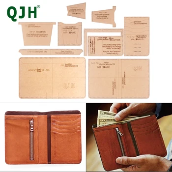 QJH Кожаный артефакт ручной работы, складной кошелек в деловом коротком стиле, рисунок из крафт-бумаги, шаблон свободного кроя с отверстием - специальный подарок
