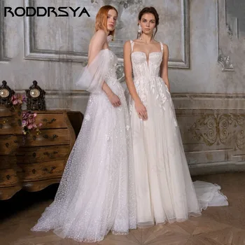 RODDRSYA Свадебные платья на бретельках в стиле бохо, Платье трапециевидной формы из тюля, vestido de novia 2024, сексуальное платье на шнуровке с открытой спиной, сшитое на заказ