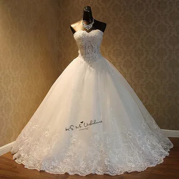 Vestido de Casamento 2018 Бальное платье Свадебные платья Принцесса Китай Свадебное платье Кружева с блестками Свадебные платья бусины Плюс размер