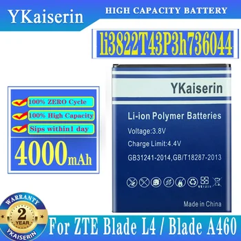 YKaiserin Новый 4000 мАч Li3822T43P3h736044 Аккумулятор Для Смартфонов ZTE Blade L4 A460