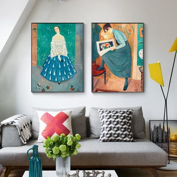 Абстрактная художественная картина маслом на стене с изображением девушки, большие плакаты с персонажами и принты для входа в гостиную Cuadros Modernos