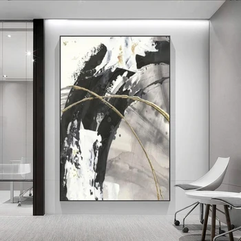 Абстрактный серо-белый холст, настенная живопись, золотые текстурированные плакаты и принты для современного домашнего декора, настенная картина (без рамы)