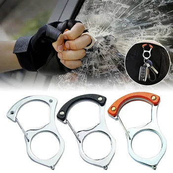Автомобильный брелок с крючком для самозащиты, многофункциональная пряжка для ключей от автомобиля, нержавеющая сталь с D-образной цепочкой и большим кольцом, детали интерьера автомобиля