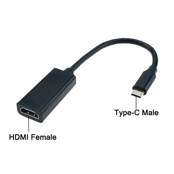 Адаптер, совместимый с USB C и HDMI, Черный кабель типа C для MacBook, Samsung Galaxy S10, Huawei Mate P20 Pro, адаптер USB-C