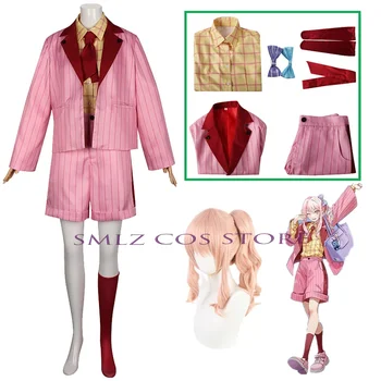 Акияма Мизуки Косплей Аниме Проект Sekai Красочный сценический костюм Розовая униформа Парик Костюм Для вечеринки Карнавальный наряд для женщин
