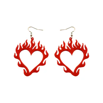 Акриловые серьги в стиле Cool Punk с выдалбливающимися красными сердечками для женщин и девочек, простые серьги в стиле Cool Punk с уникальными подвесками, модные украшения