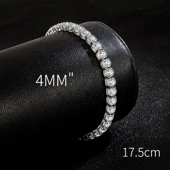 Браслет Nareyo из стерлингового серебра 925 пробы, браслет-цепочка с цирконом, женские гламурные украшения 4 мм 17,5 см высокого класса