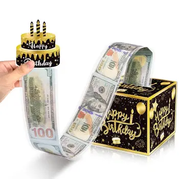 Бумажная подарочная коробка для наличных, Новый зажим для денег, Черная подарочная коробка для наличных, Коробка для денег с сюрпризом на День Рождения