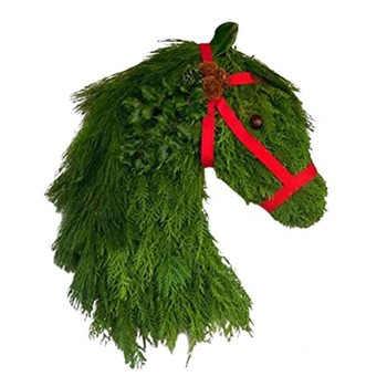 Венки в виде лошадей для входной двери, красивая Рождественская голова лошади, Рождественский тренировочный венок в виде головы лошади, искусственные венки
