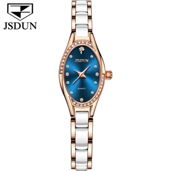 Водонепроницаемые женские часы JSDUN 8842 с модным керамическим ремешком, кварцевые женские наручные часы