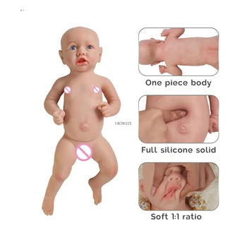 Гибкая Силиконовая Кукла-Реборн 18 “Окрашенная/Неокрашенная, Реалистичная Кукла для новорожденных Девочек, Игрушки в подарок, Реалистичное Полное тело