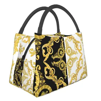Греческий орнамент в стиле барокко GoldenMeander Meandros Винтажные изолированные сумки для ланча для женщин Водонепроницаемый Кулер Термальный Ланч-бокс